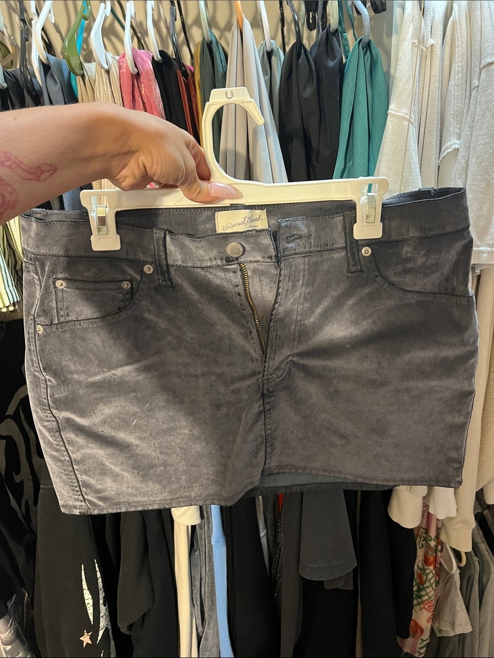 Universal Thread Gray Washed Denim Skirt